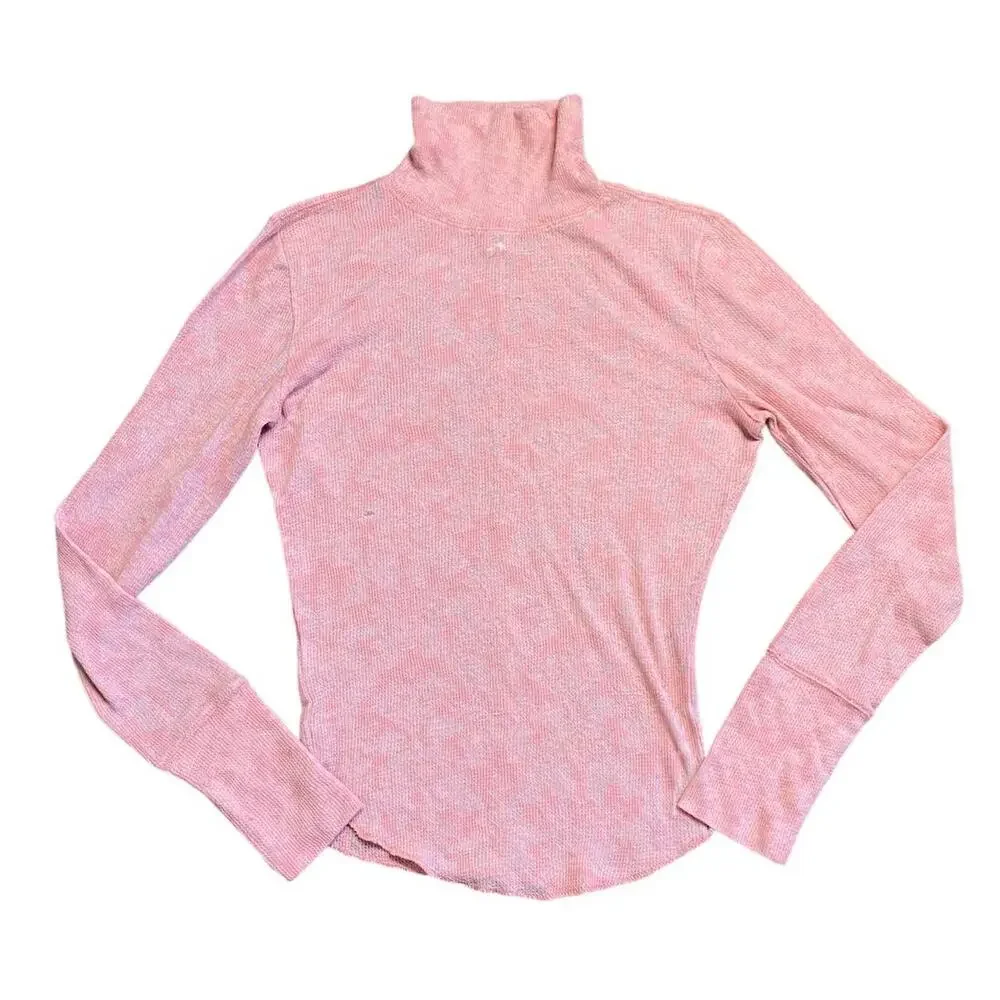Free People You and I Baroque Turtleneck Top Baby Pink Small - Picture 2 of 5